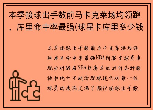 本季接球出手数前马卡克莱场均领跑，库里命中率最强(球星卡库里多少钱)